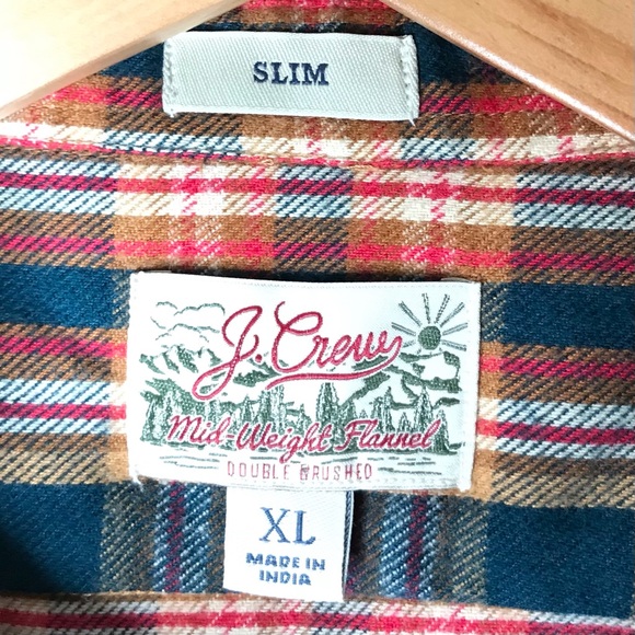 J. Crew Cotton Plaid Flannel Long Sleeve Button Up Shirt Midweight Men’s XL - Picture 4 of 11